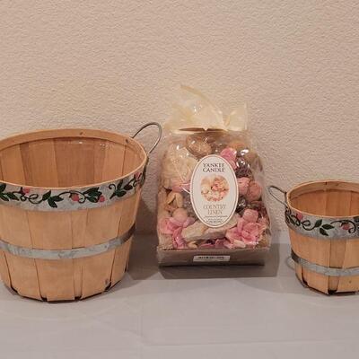 Lot 396: (2) New Spring Buckets and Yankee Candle Potpourri 