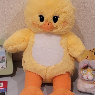Lot 405: New Build a Bear Easter Basket with Chick and Bunny Slippers, Activities, Frog Slap Bracelet, Faux Rabbit's Foot and Card...
