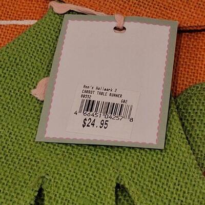 Lot 417: New Hallmark Carrot Table Runner, Pastel Yellow Bunny Bowl and Bunny Gift Bag 