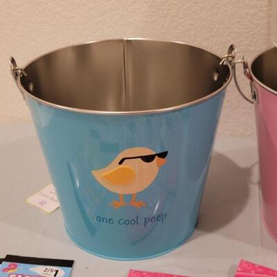 Lot 419: New Easter Metal Buckets with Activity Pad