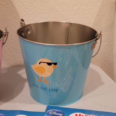 Lot 419: New Easter Metal Buckets with Activity Pad