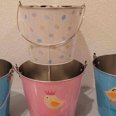 Lot 419: New Easter Metal Buckets with Activity Pad