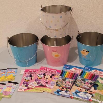 Lot 419: New Easter Metal Buckets with Activity Pad