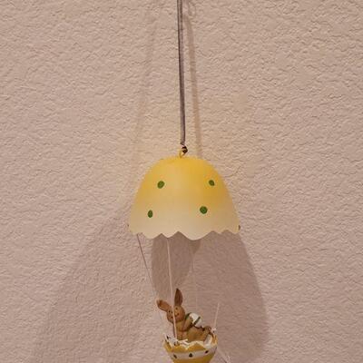 Lot 424: Hallmark Easter Bunny Garden Flag, (2) Easter Egg Candy Dishes and Hanging Bouncing Garden Bunny