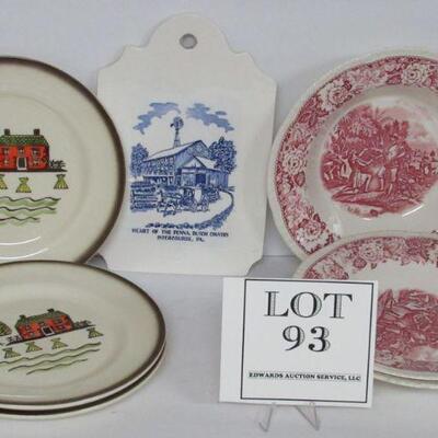 3 Historical American HLC Soup Bowls, 3 Metlox Poppy Trail Plates, Trivet