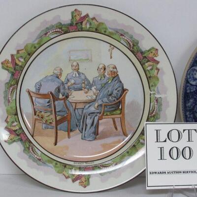 2 Large Decorative Plates, Ridgewood, England, and Blue Ivanhoe, Early Wedgwood