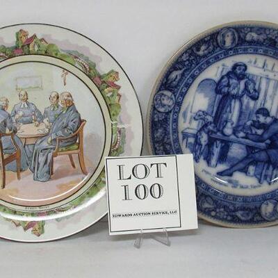2 Large Decorative Plates, Ridgewood, England, and Blue Ivanhoe, Early Wedgwood