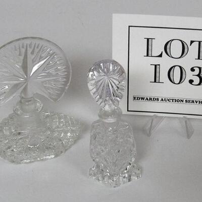 2 Vintage Pressed Glass Perfume Bottles, Original Stoppers