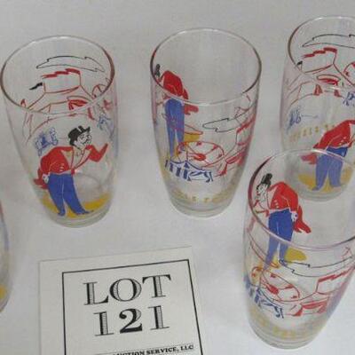Set of 6 MCM Big Top Circus Tumblers Nice