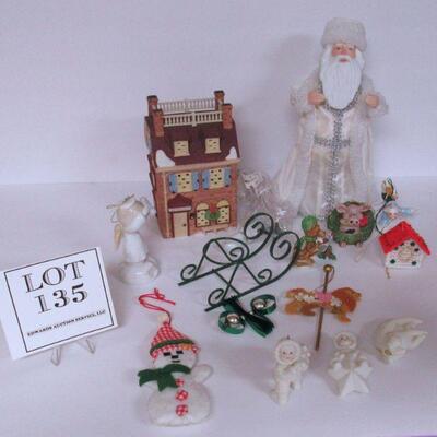 Lot of Contemporary Christmas Stuff, Santa Tree Topper, Dept 56 House, Misc Ornaments, More
