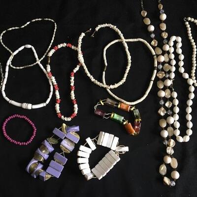 12 Piece Beaded Costume Jewelry Lot with Bracelets and Necklaces