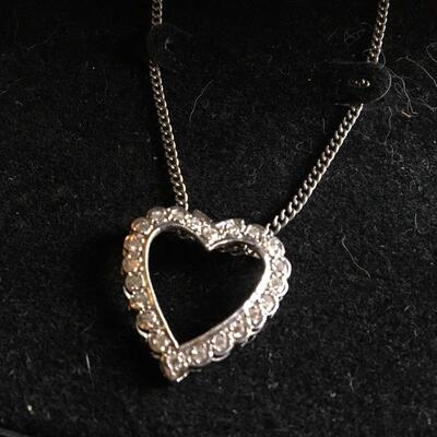 14k White Gold Necklace and 2 CTW Diamond Heart Pendant 18â€ Chain.