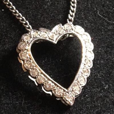 14k White Gold Necklace and 2 CTW Diamond Heart Pendant 18â€ Chain.