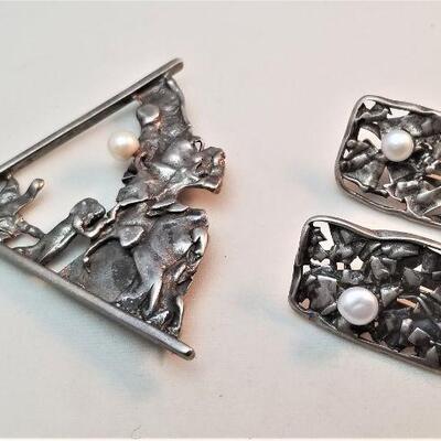 Lot #36  Brooch and Matching Earrings - Sterling