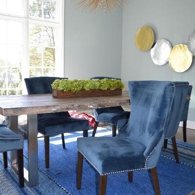 Roscoe Dining Table with 6 Sunpan Chairs (purchase as a set)
