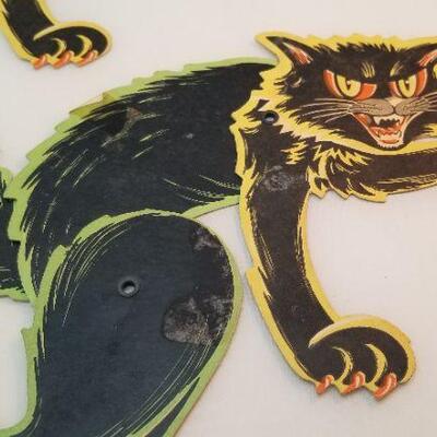Lot #53  Pair of ORIGINAL Beistle Halloween Jointed Black Cat Decorations