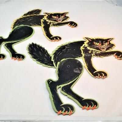 Lot #53  Pair of ORIGINAL Beistle Halloween Jointed Black Cat Decorations