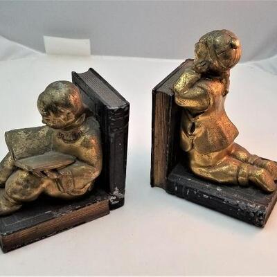 Lot #57  Pair Vintage 1930's Ronson Bookends - Chinese Students
