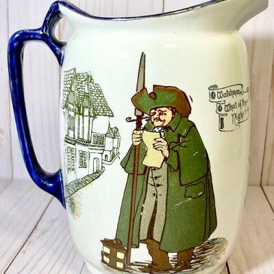 Lot 44 Antique Royal Doulton Pitcher Watchman of the Night 19th Century