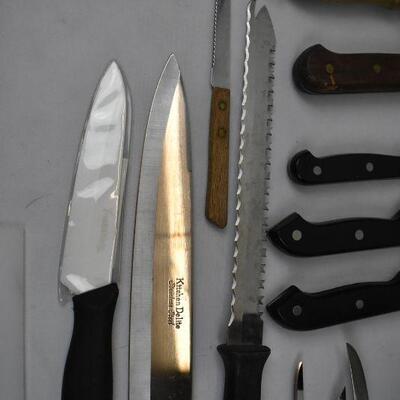 37 Various Kitchen Knives + 1 Sharpener