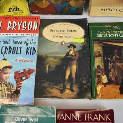 8 Paperback Books: Anne Frank - Cliff Notes Oliver Twist