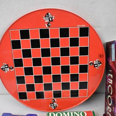 4 Board Games: Dominos, Cribbage, Encore, Checkers