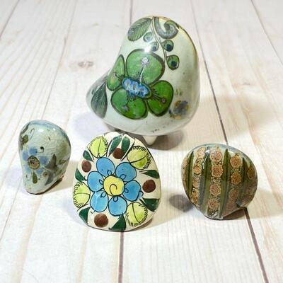 Lot 54 Group 4 Ceramic Birds Owls Mexico Tonala 