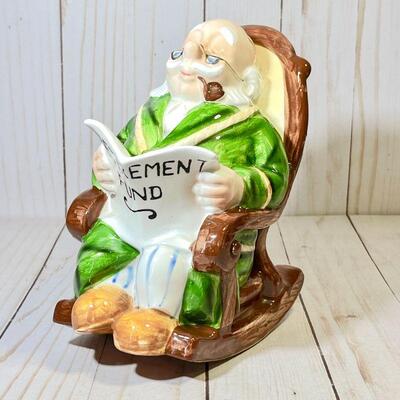 Lot 58 Vintage Ceramic Coin Bank Lefton Japan Old Man Retirement Account 