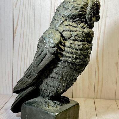 Lot 59 Plaster Owl Figure 11" Green Artist Signed