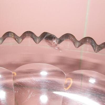Lot 66 Crystal Compote Pedestal Centerpiece Bowl Scalloped Edge