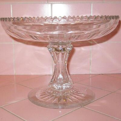 Lot 66 Crystal Compote Pedestal Centerpiece Bowl Scalloped Edge