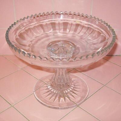 Lot 66 Crystal Compote Pedestal Centerpiece Bowl Scalloped Edge