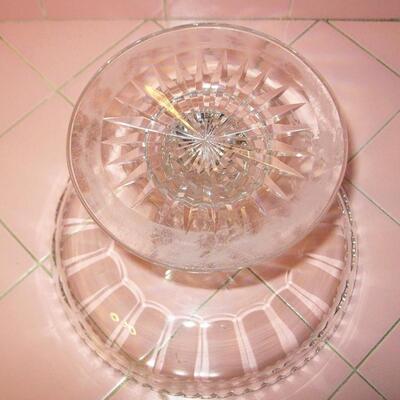 Lot 66 Crystal Compote Pedestal Centerpiece Bowl Scalloped Edge