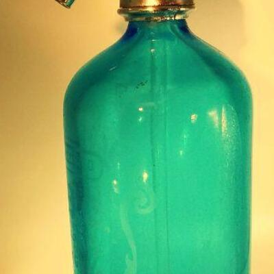 Vintage Blue Selzer Bottle 1934 Czechoslovakia