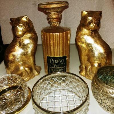 Golden Cats with Gold candles and holders