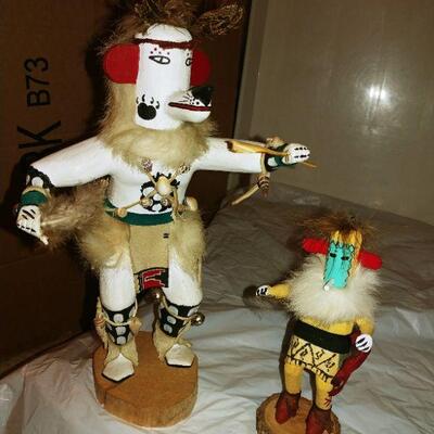 Kachinas 5 pc Fox, Morning Singer, Buffalo, some signed