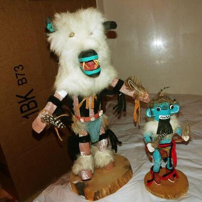 Kachinas 4 pc Wolf, Antelope, Coyote, some signed