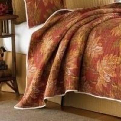 Tommy Bahama tropical "Red Palm Tree" Q spread