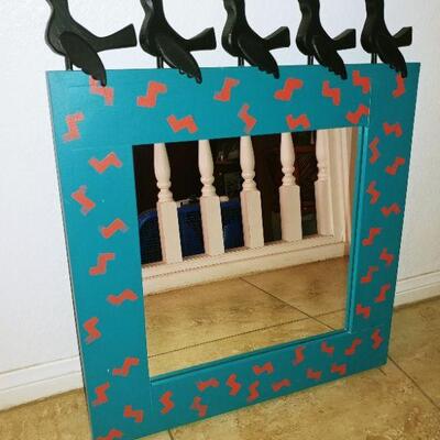 Tropical Blackbirds Mirror 30"H x 24"W