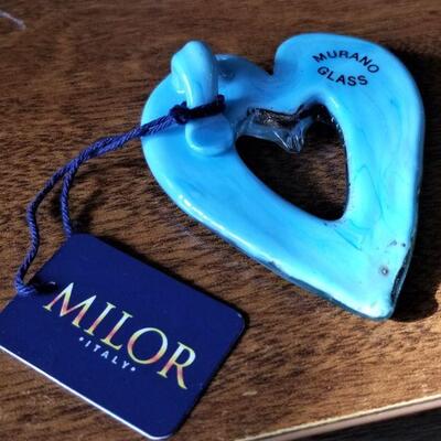 Lot #64 QVC Murano Glass Heart Pendant in original box