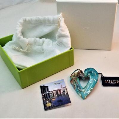 Lot #64 QVC Murano Glass Heart Pendant in original box