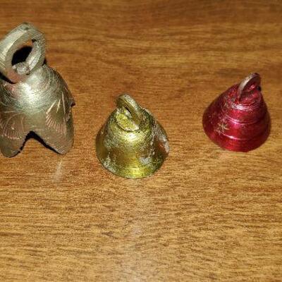 3 Vintage Brass Mini Bells