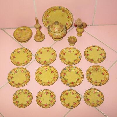 Lot 80 Set Vintage Miniature Doll Dishes 19pcs Plates Serving Candle Tureen