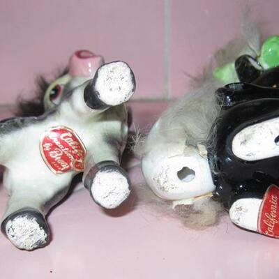 Lot 82 Ceramic Figurines 2 Donkey & Skunk California Creations by Bradley Japan