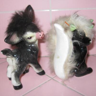 Lot 82 Ceramic Figurines 2 Donkey & Skunk California Creations by Bradley Japan