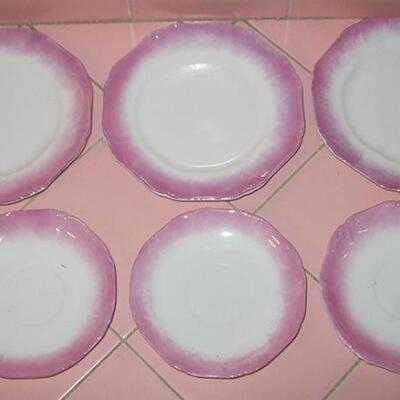 Lot 85 Vintage Ceramic Children's Tea Set Pink White Plates Cup Sugar 9pcs