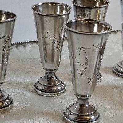 6 Antique Austrian 800 Silver cups Brightwork JB maker mark SHIPPING AVAILABLE