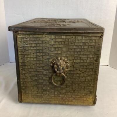 B 2141 Vintage Brass Ship Kindling Box
