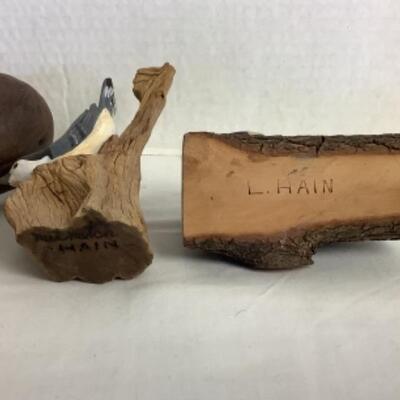 2142 Three L. Hain Signed Driftwood Sculptures 