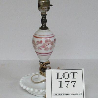 Vintage Milk Glass Lamp With Floral Design